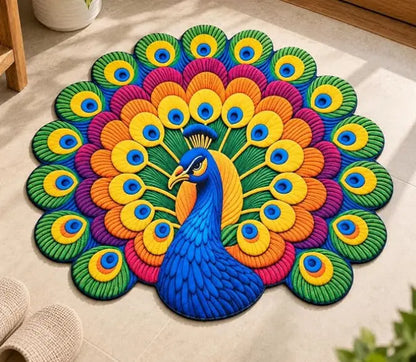 Colorful Non-Slip 3D Peacock Bathroom Mat (30*31 inches) (Pack of 1)